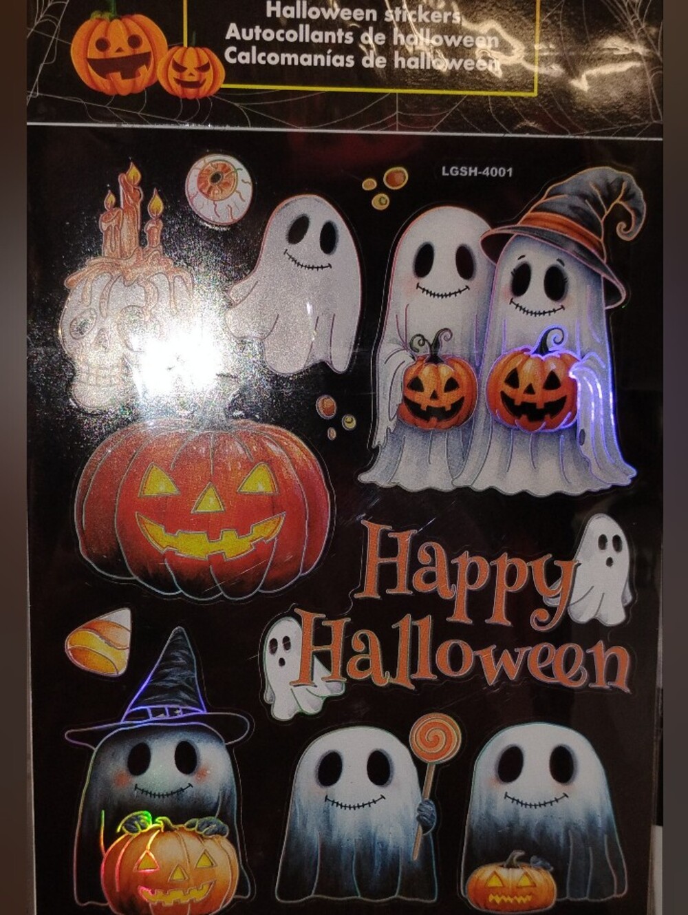 Halloween Ghost & Pumpkin Sticker Sheet - White & Orange